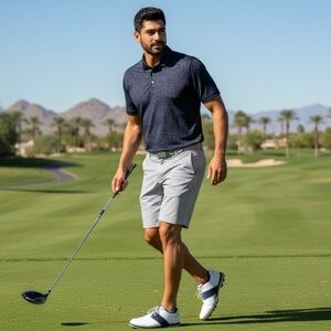 Peter Millar Summer Comfort Golf Polo Men’s L Blue Paisley Print Performance